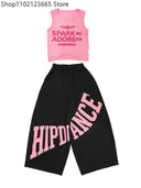Summer Chicas Jazz Dance Clothes Navel Vest Baggy Sweatpants Hip Hop Practice Clothing Kpop Street Dance Performance Wear 2026