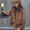 Girls Fashion Set 2026 Spring Autumn New Children Jacket Skirt Two-piece Set Children Clothing for 2-8 Years Old