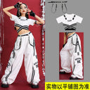 Kids Hip Hop K-pop Crop Top Street Dance Cargo Pants Pleated Skirts Girls Streetwear Children Jazz Costumes Stage Clothes Sets