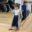 Girls Fashion Cardigan Jackets New Kids Spring Autumn Casual Coats Children Hooded Trend Long Jumper Versatile Knitted Clothing