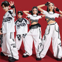 Kids Hip Hop K-pop Crop Top Street Dance Cargo Pants Pleated Skirts Girls Streetwear Children Jazz Costumes Stage Clothes Sets