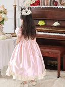 Girl Pink Flower Princess Luxury Dress Kids Birthday Holiday Party Dresses Photography Children Clothes 3-11Y
