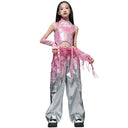 Girls K-pop Shiny Crop Top Cargo Pants Shorts Kids Hip Hop Jazz Street Dance Clothes Set Children Streetwear Girl Group Costume