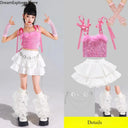 Girls Hip Hop Sweet Crop Top Tiered Skirts Kids K-pop Streetwear Children Jazz Girl Group Costume Teen Street Dance Clothes Sets