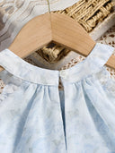 Little Girls Blue Floral Halter Dress Summer Sleeveless Ruffle Lace Hem Princess Sundress Kids Elegant Chiffon Wedding Birthday
