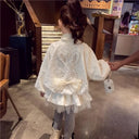 Girls' Jacket Spring and Autumn New Style Western Children's Baseball Jacket Girls' Splicing Mesh Princess Coat