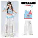 Teen Girls Hip Hop Street Dance Costume Set Children Lace Crop Top And Pants with Skirt K-pop Streetwear Kids Jazz Group Outfit