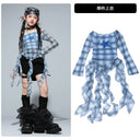 Girls K-pop Irregular Crop Top Street Dance Shorts Girl Group Clothes Set Kid Jazz Cute Costume Children Hip Hop Streetwear