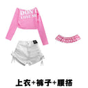 Girls Hip Hop Off Shoulder Crop Top ‌Street Dance Skirts Cargo Pants Children Streetwear Jeans Kids K-pop Girl Group Clothes Se
