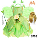 Summer Girls Tinkerbell Fairy Dresses Up for Girls Costume Kids Cosplay Flower Fairy Princess Clothes Christmas Party Outfit