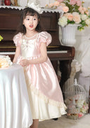 Girl Pink Flower Princess Luxury Dress Kids Birthday Holiday Party Dresses Photography Children Clothes 3-11Y