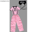 Girls K-pop Crop Top Cargo Pants Dance Tiered Skirts Children Pink Costumes Kids Hip Hop Streetwear Jazz Girl Group Clothes Sets