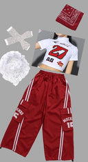 Girls K-pop Fashion Crop Top Joggers Street Dance Cargo Pants Children Streetwear Girl Group Costumes Kids Hip Hop Clothes Sets