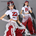 Girls K-pop Fashion Crop Top Joggers Street Dance Cargo Pants Children Streetwear Girl Group Costumes Kids Hip Hop Clothes Sets