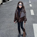 Girls Leather Jacket 2026 Spring Autumn Kids Leather Clothing Korean Style Spring Cool Stylish Girls Jacket