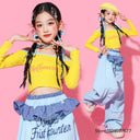 Girls K-pop Crop Tops Cargo Pants Street Dance Outfits Kids Hip Hop Jazz Clothes Sets Children Streetwear Girls Sweet Costumes