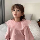 Girls Cardigan Jackets 2024 Fall Winter New Baby Cute Sweet Girls Clothing Kids Children Top Lace Lapel Jacket For Girls Autumn