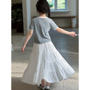 Girls Short Sleeve Top Skirt Set Summer Kids T Shirt Long Tiered Dress Two Piece Outfit New Summer Set Dress Casual Cute Elastic