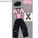 Girls K-pop Crop Top Cargo Pants Dance Tiered Skirts Children Pink Costumes Kids Hip Hop Streetwear Jazz Girl Group Clothes Sets