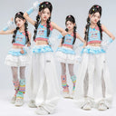 Teen Girls Hip Hop Street Dance Costume Set Children Lace Crop Top And Pants with Skirt K-pop Streetwear Kids Jazz Group Outfit