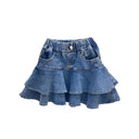 2025 Summer Girls Denim Skirt Shorts Two-Layer Versatile Japanese Korean Style Skirt for 3-8Y KidsFashionable Semi-Skirt