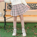 Girls Skirts spring summer Autumn Vintage Pleated Plaid Skirts School Teens Girl Spring Kids Skirt Children Clothing 4-16Yrs