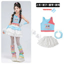 Teen Girls Hip Hop Street Dance Costume Set Children Lace Crop Top And Pants with Skirt K-pop Streetwear Kids Jazz Group Outfit