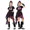 Girls Hip Hop Crop Top Street Dance Gauze K-pop Plaid Skirts Kids Streetwear Children Jazz Cheerleader Costumes Clothes Sets