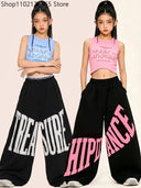 Summer Chicas Jazz Dance Clothes Navel Vest Baggy Sweatpants Hip Hop Practice Clothing Kpop Street Dance Performance Wear 2026