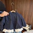 Baby Girl Korean Short Trench Coat Girls Spring Autumn 2026 New Baby Girls Kids Stylish Trendy Ruffled Jacket