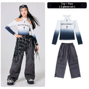 Girls Jazz Dance Trendy Long Sleeve Crop Top Cargo Pants Kids Kpop Costumes Child Streetwear Hip Hop Clothing Suit Set Outfits