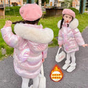 New Girls Shiny Jackets Winter Kids Warm Coats Children Snowsuit Thick Hooded Outerwear Teenage Cotton Clothes Parkas 3-10 Years