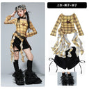 Girls K-pop Irregular Crop Top Street Dance Shorts Girl Group Clothes Set Kid Jazz Cute Costume Children Hip Hop Streetwear
