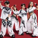Kids Hip Hop K-pop Crop Top Street Dance Cargo Pants Pleated Skirts Girls Streetwear Children Jazz Costumes Stage Clothes Sets