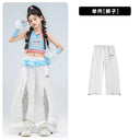 Teen Girls Hip Hop Street Dance Costume Set Children Lace Crop Top And Pants with Skirt K-pop Streetwear Kids Jazz Group Outfit