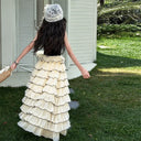 Kids Girls Princess Dresses Sleeveless Sling Layered Skirt Tiered Dress Fashion Patchwork Children Girl Daily A-Line Party Wear