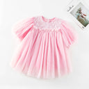 New Baby Dresses Autumn Children's Dresses Girls'dresses With Flowers Yarn Tulle Puffy Sleeve Jasmine Princess Party 1-7 Years