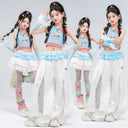 Teen Girls Hip Hop Street Dance Costume Set Children Lace Crop Top And Pants with Skirt K-pop Streetwear Kids Jazz Group Outfit