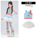 Teen Girls Hip Hop Street Dance Costume Set Children Lace Crop Top And Pants with Skirt K-pop Streetwear Kids Jazz Group Outfit